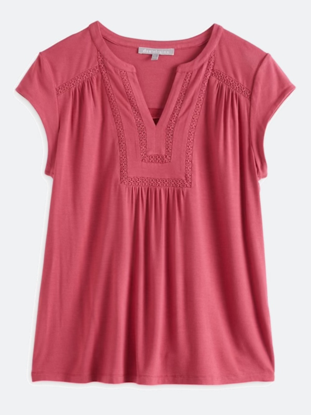 Daniel Rainn Namika Split Neck Knit Top. Blouse Dark Pink. - Picture 4 of 13